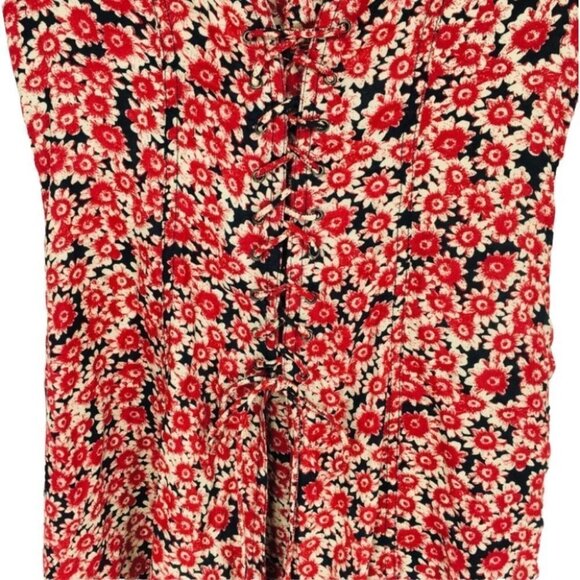 Free People Boho Laced Up Floral Mini Dress - Picture 8 of 10